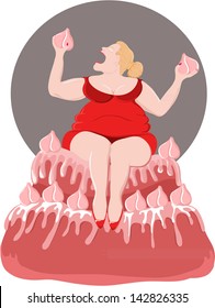the fat woman eats a pie