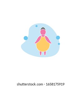 fat woman flat icon. vector illustration