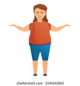 Fat woman icon. Cartoon of fat woman vector icon for web design isolated on white background
