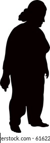 A Fat Woman With Scarf, Silhouette Vector