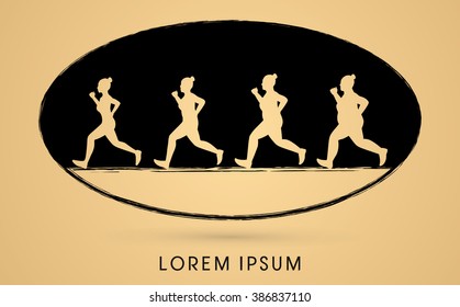 Fat woman turning into Thin graphic vector.