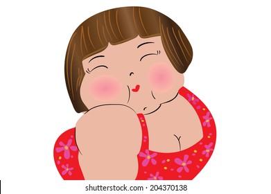 Fat woman  vector illustration