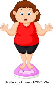 Fat woman very worried with her weight 