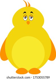 Ave amarillo grasa, ilustración, vector sobre fondo blanco