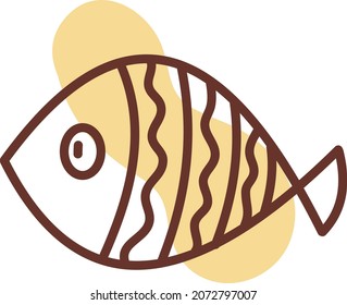 Fat yellow fish with stripes, illustration, vector, on a white background.