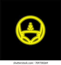 Fat yellow glowing neon ui ux icon. Glowing sign logo vector