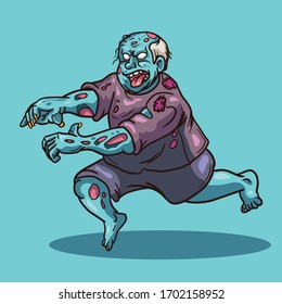 FAT ZOMBIE RUNNING ILLUSTRATION VECTOR