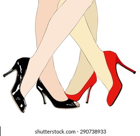 Fatal Attraction - Illustration representing the legs of two women who are meeting