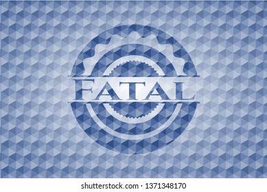 Fatal blue emblem or badge with abstract geometric polygonal pattern background.