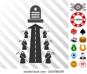Fatal Road icon with bonus gamble clip art. Vector illustration style is flat iconic symbols. Designed for gambling software.