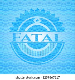 Fatal sky blue water badge background.