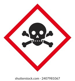 Fatal or toxic. GHS Label. Warning sign of Globally Harmonized System. 