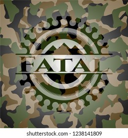 Fatal written on a camouflage texture