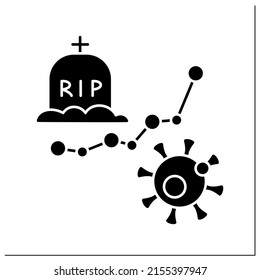 Fatality rate glyph icon. Deaths from global covid19 virus. Pandemic concept.Filled flat sign. Isolated silhouette vector illustration
