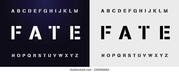 FATE Sports minimal tech font letter set. Luxury vector typeface for company. Modern gaming fonts logo design.