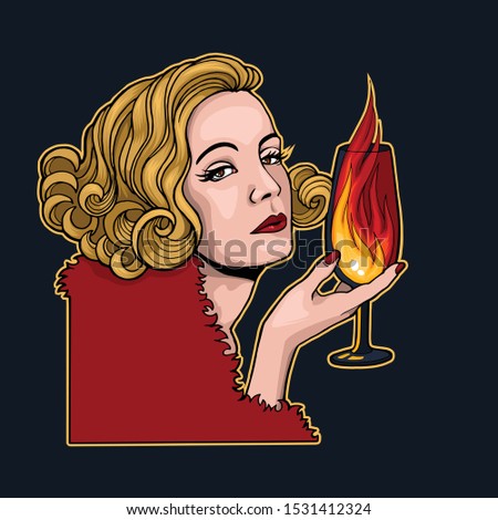 Fateful Blonde with glass of Fire