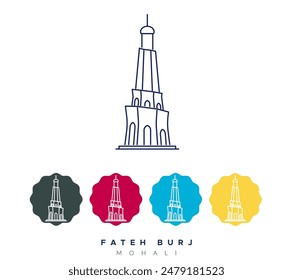 Fateh Burj -  Banda Singh Bahadur War Memorial - Mohali - Stock Illustration as EPS 10 File