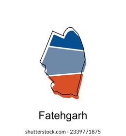 Fatehgarh City of India map vector illustration, vector template with outline graphic sketch design