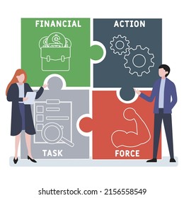 FATF - Financial Action Task Force Acronym. Business Concept Background. Vector Illustration Concept With Keywords And Icons. Lettering Illustration With Icons For Web Banner, Flyer, Landing Pag 