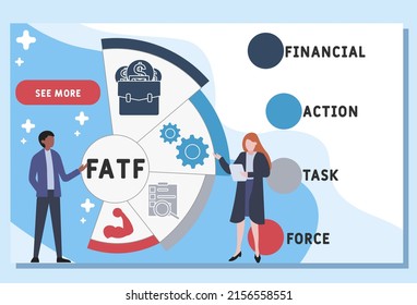 FATF - Financial Action Task Force Acronym. Business Concept Background. Vector Illustration Concept With Keywords And Icons. Lettering Illustration With Icons For Web Banner, Flyer, Landing Pag 