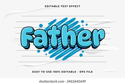 efecto de texto de Vector modificable en 3d padre. efecto de texto de estilo simple.