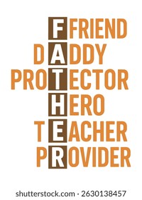 Father Acronym Typography Design – Hero, Teacher, Provider