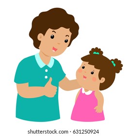 Father admire daughter character cartoon vector illustration