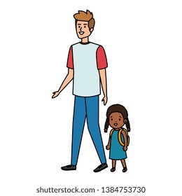 father with afro daughter characters