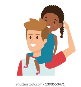 father with afro daughter characters
