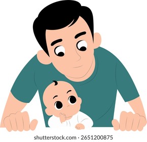 Ilustração de Desenho Animado de Pai e Bebê, feliz Dia Nacional dos Heróis