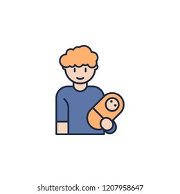 father with baby cartoon icon. Element of family icon for mobile concept and web apps. Cartoon father with baby icon can be used for web and mobile