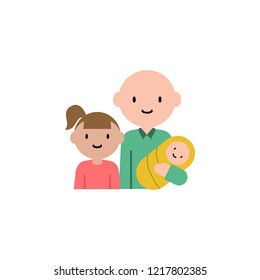 father, baby, daughter cartoon icon. Element of family cartoon icon for mobile concept and web apps. Detailed father, baby, daughter icon can be used for web and mobile