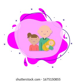Father, baby, daughter cartoon liquid bacdge icon. Simple color vector of family icons for ui and ux, website or mobile application