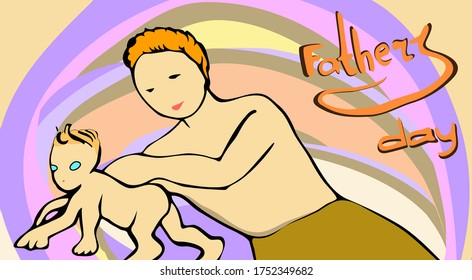 Father with a baby.  Father's day. In color