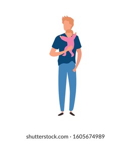 father with baby girl avatar characters vector illustration design