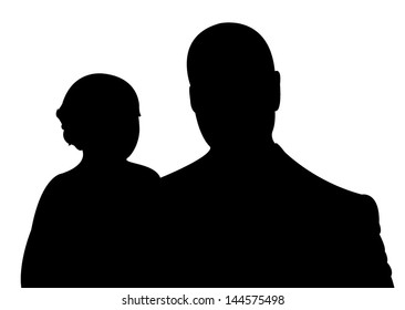 father and baby girl silhouette vector