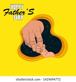 father and baby hands. design for world father's day. can be used for greeting cards, websites and more. vector