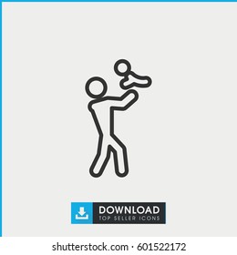 father with baby icon. simple outline father with baby vector icon. on white background.
