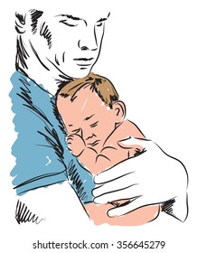 father and baby ILLUSTRATION