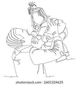 Father and Baby Joy – Minimalist Line Art Illustration