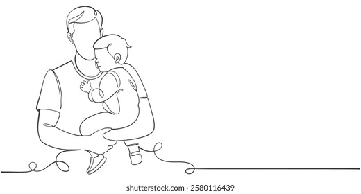 father and baby line art illustration