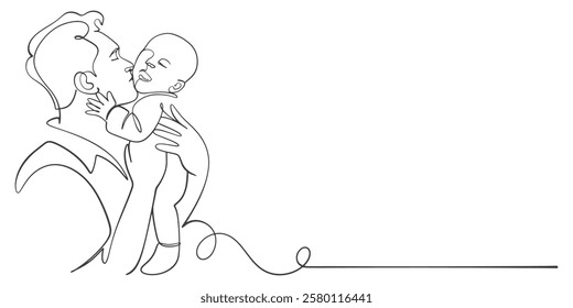 father and baby line art illustration