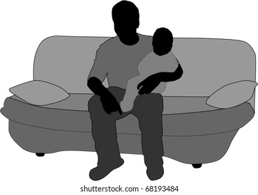 Father with baby on lap