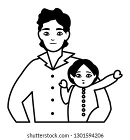 father with baby son characters