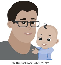 Father with baby son. vector illustration. Flat design. 