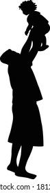 father and baby together, silhouette vector