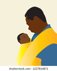 Father babywearing. Family portrait of father and baby	
