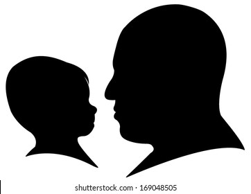 father and bay boy head silhouette vector