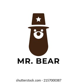 father bear wearing a star hat logo vector