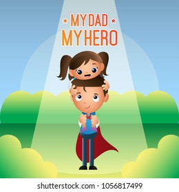 Father being a superhero illustration
